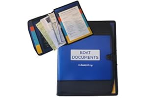 THE BOAT GALLEY Boat Documents Organizer - Large Size Water Resistant Case for Boat Papers - Keep All Documents Safe and Organized - Boating Gifts for Men (Blue)
