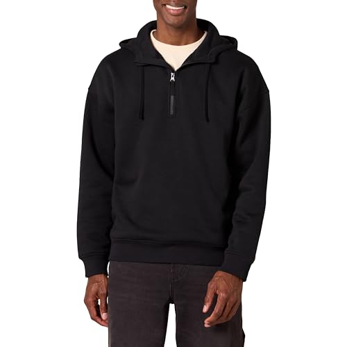 Amazon Essentials mens Quarter-Zip Oversized-Fit Hoodie Sweatshirt, Black, X-Sm…