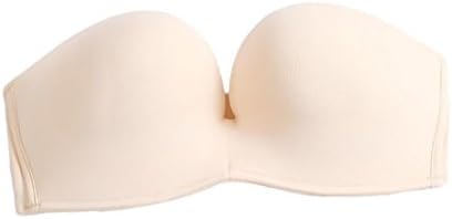 KLJR Womens Wirefree Lace Strapless Lace Push Up Invisible Bras Nude 36A