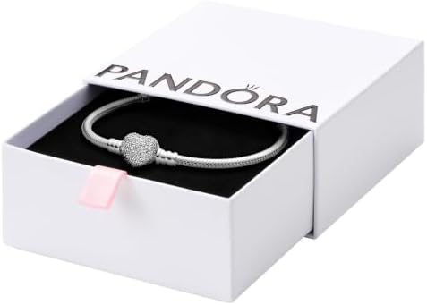 Amazon.com: PANDORA Moments Sparkling Heart Clasp Snake Chain