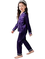 SWOMOG Kid Girls Boys Silk Satin Pajamas Set