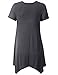 URBANCLEO Womens Short Sleeve V-Neck Tunic Top Long T-Shirt Charcoal XLarge