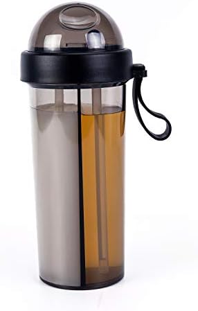Dual Use Bottle with Straws - Amazing Portable Water Bottle Creative Tumbler for Smoothies Cola Soda Juice Protein 14oz & 20oz Light Blue Black Green Pink White, Duse Bottle 1 & 1plus