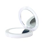LED Lighted Travel Makeup Magnifying Mirror,magnifies 5x and 1x, Luxury Double Side and Folding Pocket Vanity/cosmetic Mirror