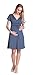 Happy Mama. Women's Maternity Jersey Flare Baby Shower Dress Short Sleeves. 108p (Blue Grey, US 6, M)