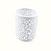 Yueton Hollow Rose Flower Pattern Metal Pen Pencil Pot Cup Holder Desk Container Organizer (White)