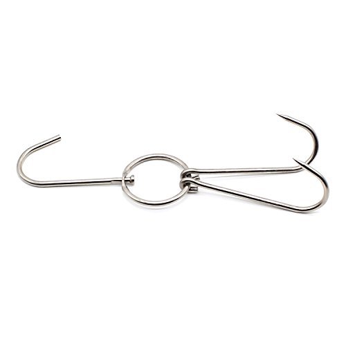 304 Stainless Steel Pot Hooks Double Meat Hooks Upgrade Powerful 11 Inch Rotary Device Slaughtering Barbecue Easier and More Powerful