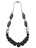 Baby Teething Necklace for Mom: Silicone Baby Teether Necklace for Teething Pain Relief In Babies & Toddlers| Sturdy & Stylish Chewable Necklace for Boys & Girls| Great Gift (Black/Marble/Grey/Marble)