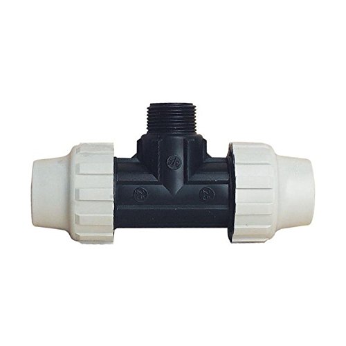 SOMATHERM FOR YOU ///3733-25-20L T 90° M20 / 27 / PE25 Plast Equal Piece Plastic Hose D25 PE-M20 Suit Outside, White-Space, Male 20/27 (3/4")