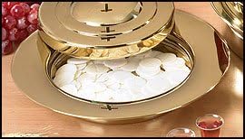 Communion Tray Center Bread Plate - Brass Finish, Your Church Altar Will Sparkle When You Use This Stainless Steel Communion Ware.