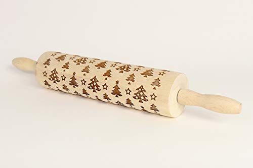 Rolling pin, Embossed rolling pin, Engraved rolling pin, Baking rolling pin, New Year gift, Cookie stamp, Baking gift mom, Wood gift mom - Thumbnail 2