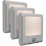 [3Pack] Vintar Motion Sensor Dimmable LED Night Light, Plug-in Nightlight with Auto Dusk to Dawn Sensor, Adjustable Brightness Warm White Lights for Hallway, Kids Room, Kitchen, Stairway, Bathroom