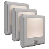 [3Pack] Vintar Motion Sensor Dimmable LED Night Light, Plug-in Nightlight with Auto Dusk to Dawn Sensor, Adjustable Brightness Warm White Lights for Hallway, Kids Room, Kitchen, Stairway, Bathroom