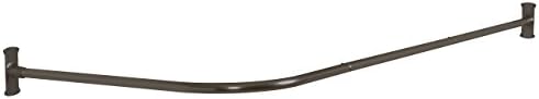 Versalot Supply Commercial Never Rust Aluminum L Shaped Corner Shower Rod- WITH VERTICAL CEILING SUPPORT ROD - 66"L x 28"W - BRUSHED SATIN NICKEL Finish