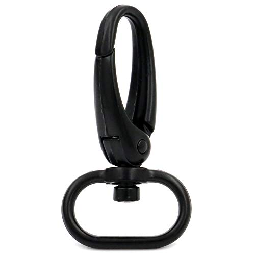 BIKICOCO 4/5\'\' Swivel Trigger Push Gate Snap Hook Lobster Claw Clasp Spring Loaded Clip, Oval-Ring Ended, Black, S-Size - Pack of 10