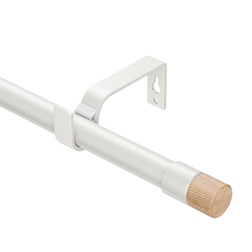 30-110" Extendable Curtain Rods, 3/4" Diameter 19mm, Adjustable Curtain Rod with Wood Grain Finials, Elegant Decorative Rods for Bedroom