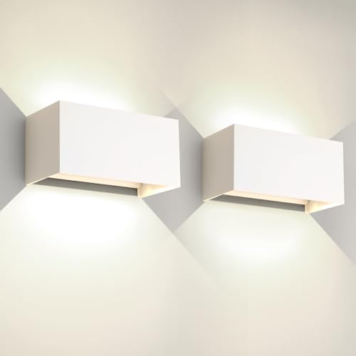 2 x 25 W LED Outdoor / Indoor Wall Light IP65 Waterproof Modern Aluminium White 4000 K Natural White Outdoor Wall Light Adjustable Light Angle