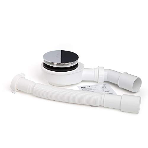 Buy Aquabad Set for Shower Tray extraflat Waste Trap with Chrome Cover Diameter 90mm + Drain