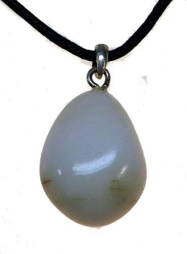 TF premium tumbled stones: Jade white with eyelet and ribbon - sterling silver. 925 — image 1