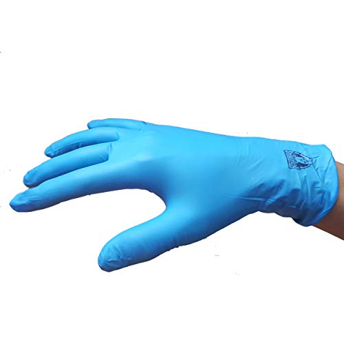 Rhinos Nitrile Exam Gloves - Medical Grade, Powder Free, Latex Rubber Free, Disposable, Non Sterile, Food Safe, Textured, Indigo Color, Convenient Dispenser Med(box of 100) Blue