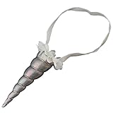 YanJie Shiny Unicorn Horn Glitter Elastic Headband Spiral Unicorn Horn Cosplay (M, Iridescent White)