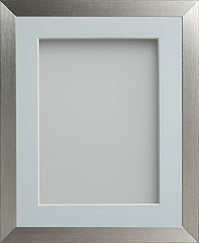 Frame Company Simpson Range Silver 8x8 inch Frame With Light Blue Mount for 5x5 inch *Choice of Sizes* Fitted with Real Glass — image 1