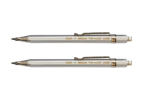 KOH-I-NOOR Fallbleistift No. 5228CL Short Mechanical Pencil, Metal, Set of 2, Silver