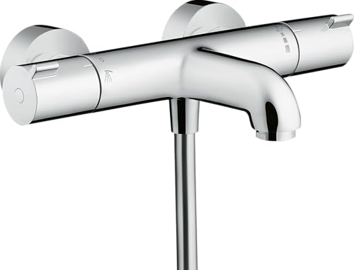 hansgrohe Ecostat - Wannenthermostat Aufputz, Wannenarmatur mit Sicherheitssperre (SafetyStop) bei 40° C, rundes Thermostat für die Badewanne, Mischba