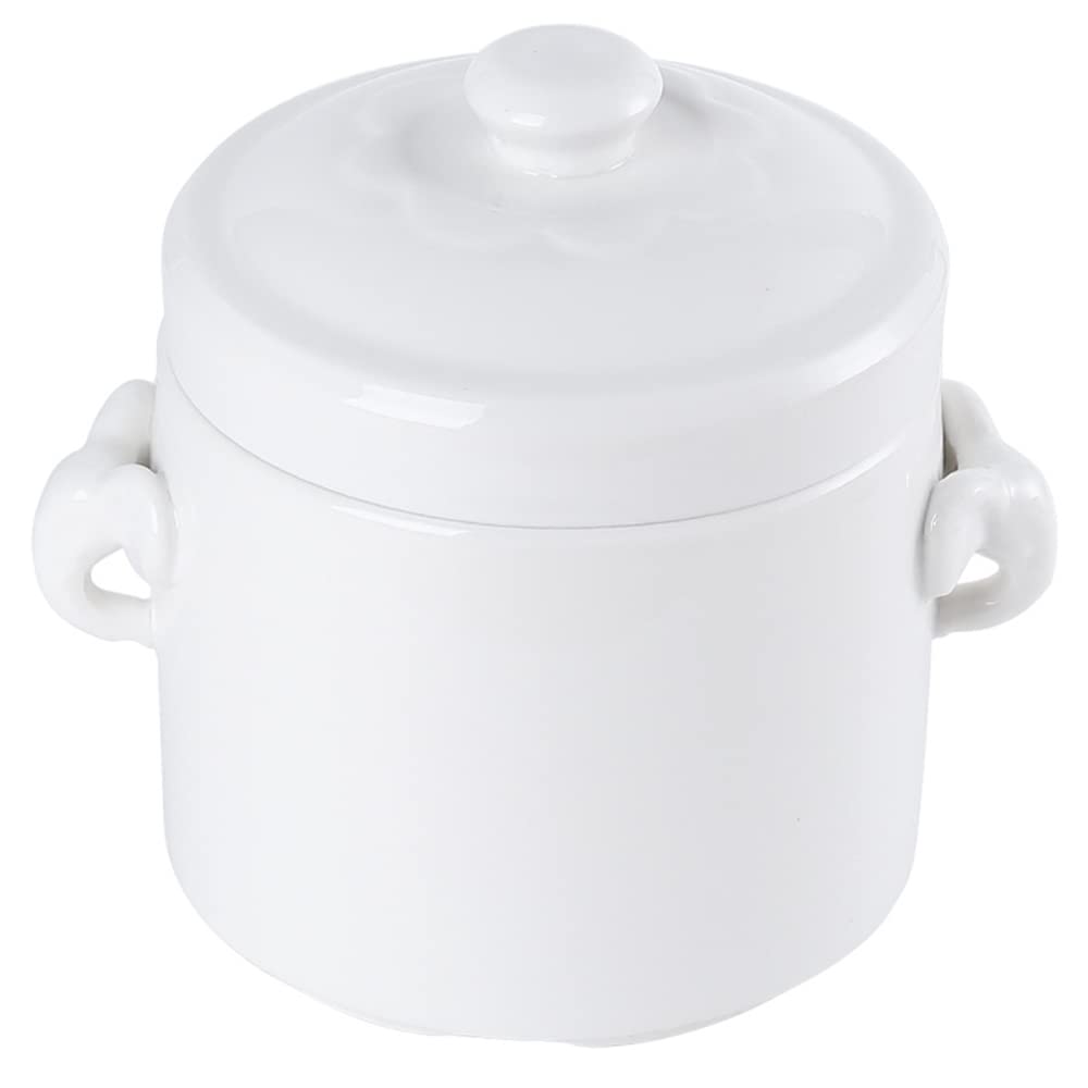 TAMUME Porcelain Soup Bowl with Lid, Ceramic Double Boiler (1100ml)