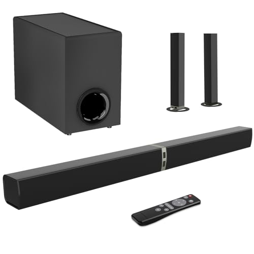 MZEIBO Sound bar with Subwoofer,120W Bluetooth 5.0 TV Soundbar Home Theater System with Wired Subwoofer,BT/ARC/Optical/AUX Connections, for TV/PC/Projectors by MZEIBO - Used condition - CA$96.66