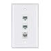 2 Ethernet and 1 Coax Wall Plate - Coax Cat6 Ethernet Wall Plate Female to Female with 2 Ethernet Port + 1 Coax F-Type Connector primary