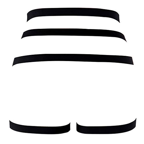 PETMHS Goth Body Harness Garter Belt Stockings for Women Sexy Lingerie Elastic Suspender Belt for Women (Black)