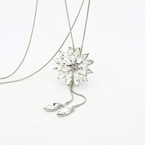 Rurah Zircon Fringed Clover Sweater Chain Necklace Pendant Women Girl Ornaments Fashion with Clothing Accessories (3#)