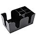 Tebery 3 Pack Black Plastic Bar Caddy with 6 Compartments, Refillable Bar Organizer Holds Napkins, Toothpicks, Straws - 9