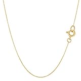 14k Yellow Gold Classic Mirror Box Chain Necklace, 0.45mm