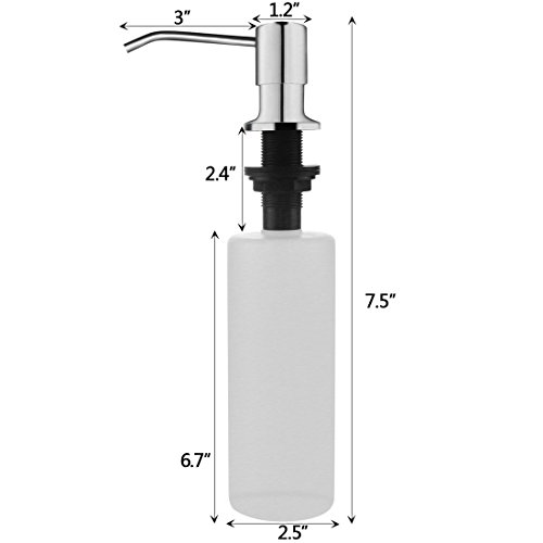 Built in Soap Dispenser, Bantoye 17 oz Large Capacity Bottle 304 Stainless Steel Pump Threaded Tube Soap Dispenser for Kitchen Thick Deck Installation