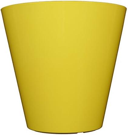 Noah Contemporary 10" Round Indoor Planters | Plastic Flower Pots - Citron Set of 2