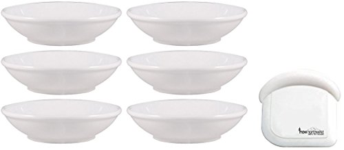 Ceramic Side Sauce / Fruit Dish and Pan Scraper, 4.75 Inch, 5.5 Ounce, Bone White, 6-Pack