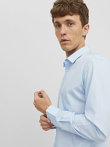 Camicia Classica da Uomo Jjjoe LS Plain, Blu di Cachemire, L