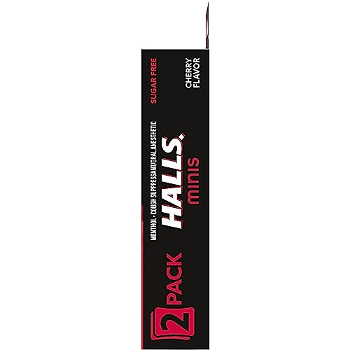 HALLS MINIS CHERRY FLAVOR SUGAR FREE COUGH DROPS, TWIN PACK