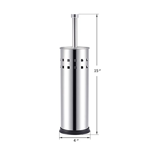 Stainless Steel Cylindrical Toilet Brush Holder with Canister, Matte Finished, for Household Bathroom Accessory - Thumbnail 2