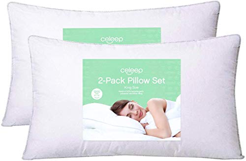 Celeep King Size Pillow Set of 2 - Microfiber Filled - Comfort for Side - Back and Stomach Sleepers - Pack of 2 - Ideal Pillow King for Side Sleeper Pillow - King Bed Set Soft