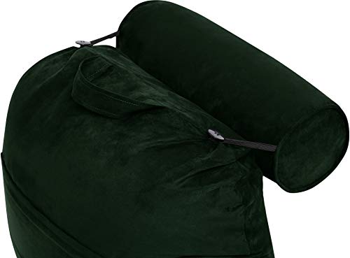 Husband Pillow, Aspen Edition - Reading and Bed Rest Pillow with Arms - Neck Roll on Bungee Cord or Removable - Premium Memory Foam - Reversible Two-Sided Cover Microsuede or Microfiber, Ramona Green - Thumbnail 7