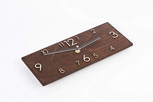 Wooden Wall Clock - Handmade Dark Brown Wall Clock - Rectangular Wall Clock - Modern Wall Clock - Scandinavian Clock - Wall Decor - Thumbnail 6