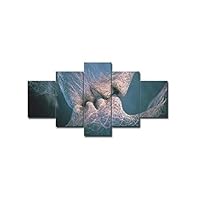 LONFENN Abstract Decorative Painting,Modular Pictures Wall,5 Pieces Canvas Painting,Art Modern HD Inkjet,for Home Bedside-Gray,The