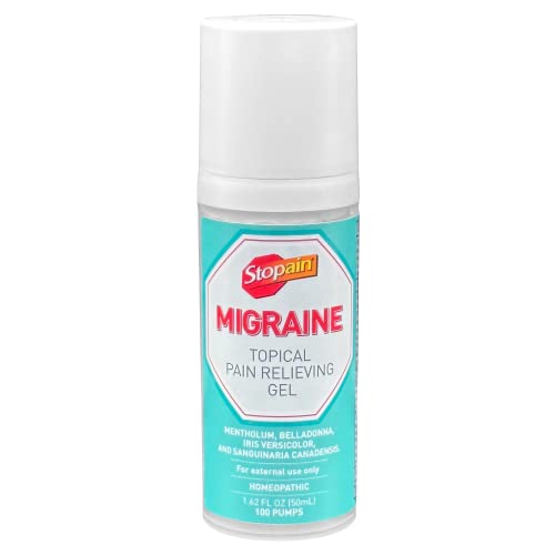 Stopain Migraine Pain Relief Gel Pump, 1.62oz, USA Made, Max Strength