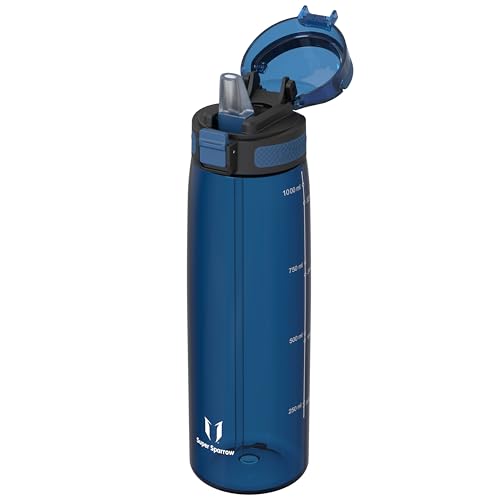 Super Sparrow 水筒 1L 米国Tritan製 ストロー付き BPAフリー 漏れ防止 ウォーターボトル