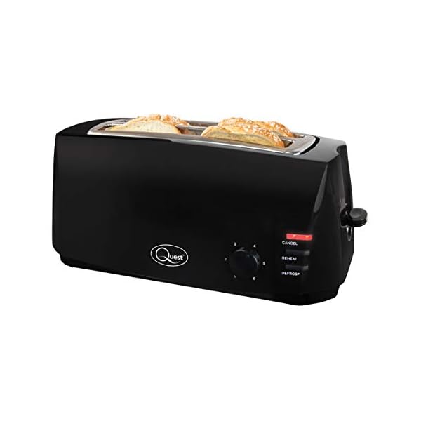 Quest 35069 Extra Wide 4 Slice Long Slot Toaster / Variable Browning Control / Reheat and Defrost / Anti-Jam Function…
