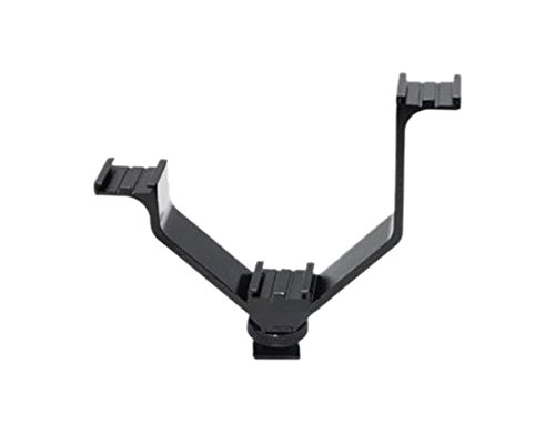 Goliton Camera DSLR Triple Mount Hot Shoe V Shaped Mounting Bracket for LED Video Lights Microphones
