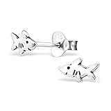 Tiny Plain Silver Shark Earrings Studs Children 925 Sterling Silver (E28267)
